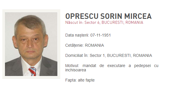 UPDATE - Fostul primar al Capitalei, Sorin Oprescu, a fost reţinut în Grecia/ Poliţia Română afirmă că el a fost prins "în urma activităţilor investigative şi de cooperare poliţienească"