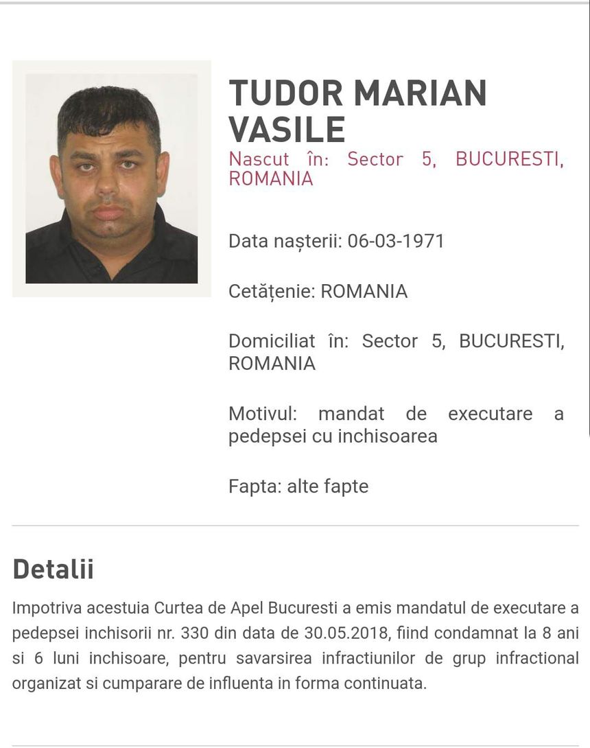 Tudor Marian Vasile, zis ”Maruşcă”, adus în ţară din Anglia / A fost condamnat alături de doi judecători, doi grefieri şi doi avocaţi / ”Maruşcă” a identificat persoane dispuse să plătească pentru obţinerea de soluţii judecătoreşti favorabile