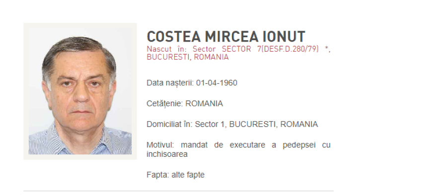 Cumnatul lui Mircea Geoană, Ionuţ Costea, condamnat la 6  ani de închisoare pentru mită, a fost localizat la Istanbul. IGPR: Sunt îndeplinite procedurile judiciare pentru punerea în executare a mandatului