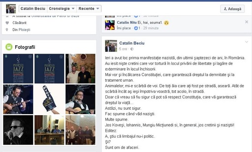 Vicepreşedintele ALDE Cătălin Beciu a şters postarea în care califica drept "naziste" protestele faţă de ordonanţele privind justiţia
