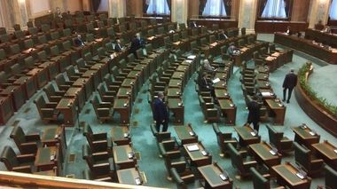 Protest al parlamentarilor PNL şi USR în plenul Senatului - VIDEO