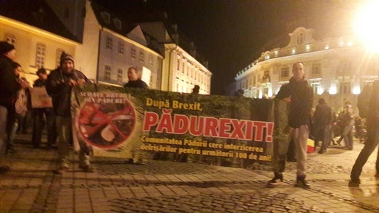 La Sibiu, aproximativ cinci sute de persoane protestează şi cer demisia Guvernului, dar şi oprirea defrişărilor