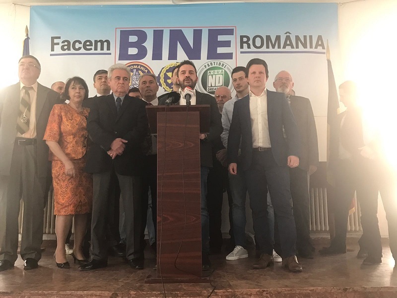 PRU, PRM şi Partidul Noua Dreaptă au format alianţa intitulată BINE. Bogdan Diaconu: L-am asigurat pe Dragnea că nu colaborăm cu Ponta. FOTO