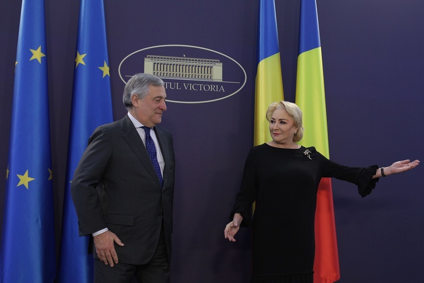 Preşedintele Parlamentului European Antonio Tajani şi-a început vizita la Bucureşti, fiind primit de premierul Viorica Dăncilă