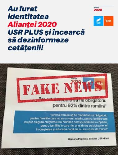 Alianţa USR-PLUS reclamă distribuirea în numele formaţiunii a unor pliante care ar promova obligativitatea avortului: Dezinformări abjecte au fost puse în cutiile poştale ale unor oameni