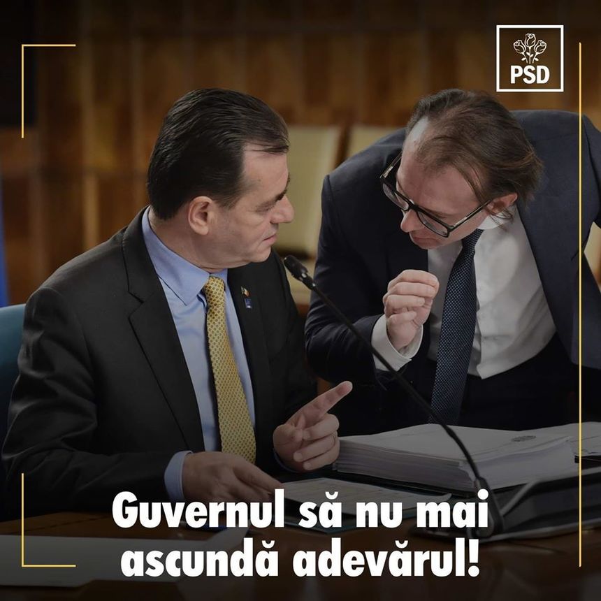 PSD: Ascunderea situaţiei reale de către Guvern reprezintă un act incalificabil şi cu urmări grave asupra sănătăţii tuturor! Românii au dreptul să ştie ce se petrece cu viaţa lor. Guvernul nu poate cere tuturor să stea în case, dar să le ascundă adevărul!