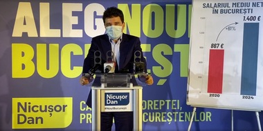Nicuşor Dan promite că, în următorii patru ani, va creşte salariul mediu net al bucureştenilor la 1.400 de euro