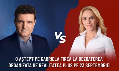 Nicuşor Dan: Am acceptat invitaţia adresată de Realitatea Plus de a participa la o dezbatere faţă în faţă cu Gabriela Firea, pe 23 septembrie. Sper să confirme participarea / Firea răspunde ironic