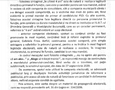 Biroul Electoral Bucureşti, despre campania privind consolidarea clădirilor istorice contestată de USR-PLUS: Spotul a fost şi este asociat eu imaginea primarului in funcţie şi este material de propagandă electorală
