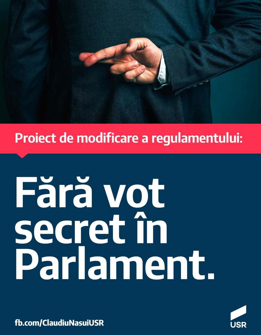 Claudiu Năsui anunţă că a depus un proiect de lege prin care votul în plenul reunit al Parlamentului să nu mai fie secret