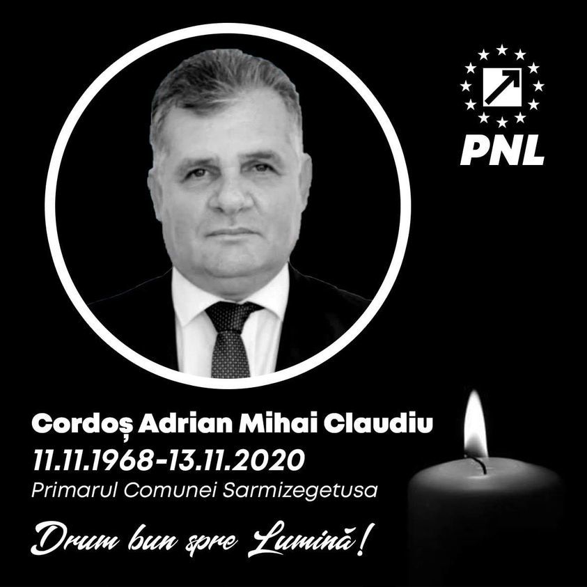 Primarul din Sarmisegetusa, Adrian Cordoş, confirmat cu noul coronavirus, a murit la 52 de ani/ PNL Hunedoara: Virusul ucigaş nu face diferenţa; e timpul să ne unim, să luptăm cu toţii, nu cu arma, nu pe front, ci având grijă unii de alţii