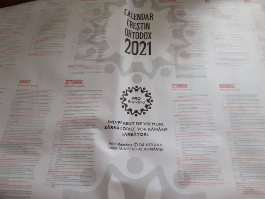 PNL: Biroul Electoral Central a interzis partidului Pro România să mai distribuie calendare creştin-ortodoxe cu logoul partidului, în campania electorală

