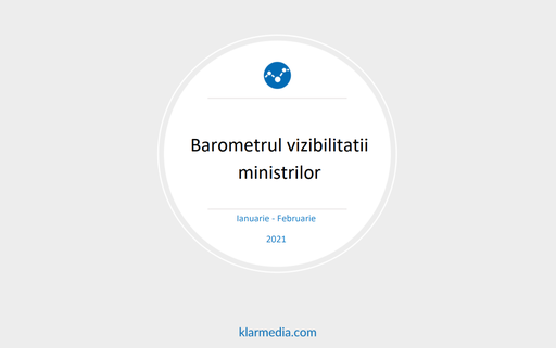 Barometrul vizibilităţii miniştrilor - În ianuarie şi februarie, primele cinci locuri în topul vizibilităţii sunt ocupate de prim-ministrul Florin Cîţu şi de Vlad Voiculescu, Sorin Cîmpeanu, Raluca Turcan şi Dan Barna