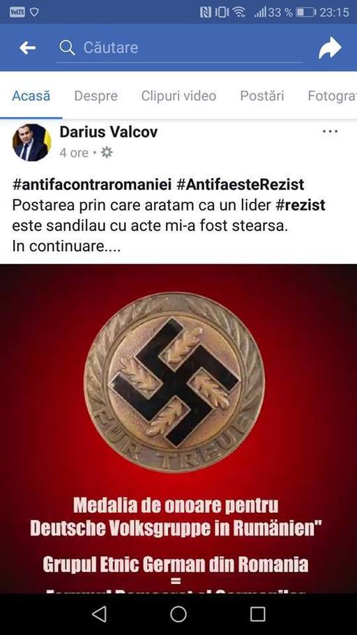 FDGR a câştigat definitiv procesul cu Darius Vâlcov care a sugerat, într-o postare pe Facebook, că formaţiunea este o organizaţie nazistă