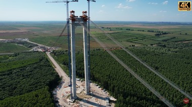 Cătălin Drulă anunţă că lucrările la podul suspendat peste Dunăre de la Brăila "avansează bine": Stadiul fizic pe întreg proiectul se apropie de 50%