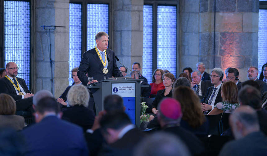 Preşedintele Klaus Iohannis, la primirea Premiului Carol cel Mare al oraşului Aachen: Provocările de astăzi ne confirmă că avem nevoie de o Uniune mai puternică şi mai rezilientă