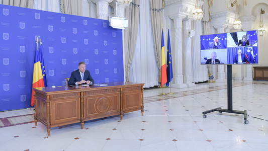 Klaus Iohannis participă, în sistem de videoconferinţă, la consultări găzduite de preşedintele SUA, Joe Biden, cu lideri UE şi NATO, pe tema securităţii regionale