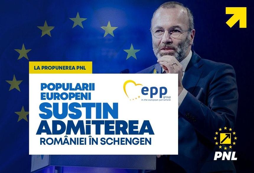 PNL: Partidul Popular European, cel mai mare grup politic din PE, susţine aderarea României la Spaţiul Schengen/ Preşedintele PPE Manfred Weber i-a îndemnat pe europarlamentari să voteze în favoarea intrării României în Spaţiul Schengen, la votul de marţi