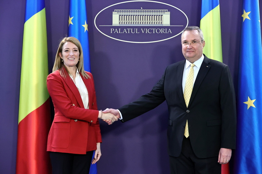 Ciucă, la întrevederea cu Metsola: România va juca un rol important în abordarea echilibrată şi consensuală a temelor aflate pe agenda europeană/ În această perioadă de criză, trebuie să rămânem uniţi şi să valorificăm împreună potenţialul şi resursele