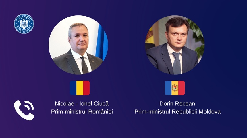 Premierul Nicolae Ciucă, convorbire telefonică cu premierul Republicii Moldova, după votul din Parlament / Şeful Executivului l-a felicitat pe Dorin Recean pentru asumarea responsabilităţii de a conduce Guvernul şi l-a invitat la Bucureşti