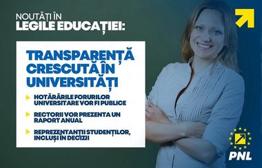 PNL: Noua lege a educaţiei aduce un grad mai mare de transparenţă în procedurile decizionale din forurile de conducere ale universităţilor / Deciziile forurilor de conducere, postate pe site-urile instituţiilor de învăţământ