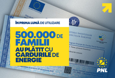 PNL: Peste două milioane de carduri de energie au ajuns la beneficiari, iar 500.000 de plăţi au fost deja efectuate