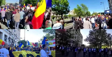 AUR a organizat un protest, sâmbătă, la Palatul Parlamentului, faţă de măsurile guvernamentale / Participă câteva mii de persoane 