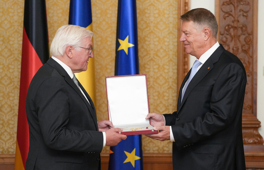 Preşedintele Germaniei Frank-Walter Steinmeier, decorat de către Klaus Iohannis cu Ordinul Naţional „Steaua României”