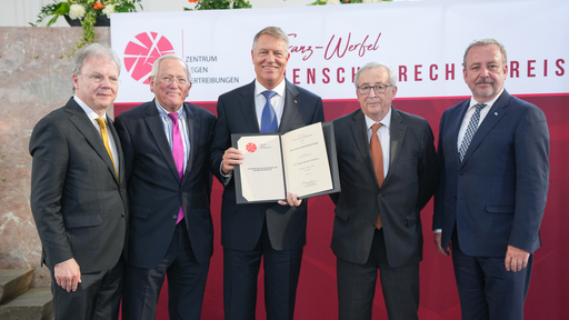 Klaus Iohannis, la primirea Premiului Franz Werfel pentru Drepturile Omului 2023: Poporul român are o tradiţie îndelungată de convieţuire în toleranţă şi armonie cu toate minorităţile / România a fost alături de Ucraina de la începutul agresiunii ruse