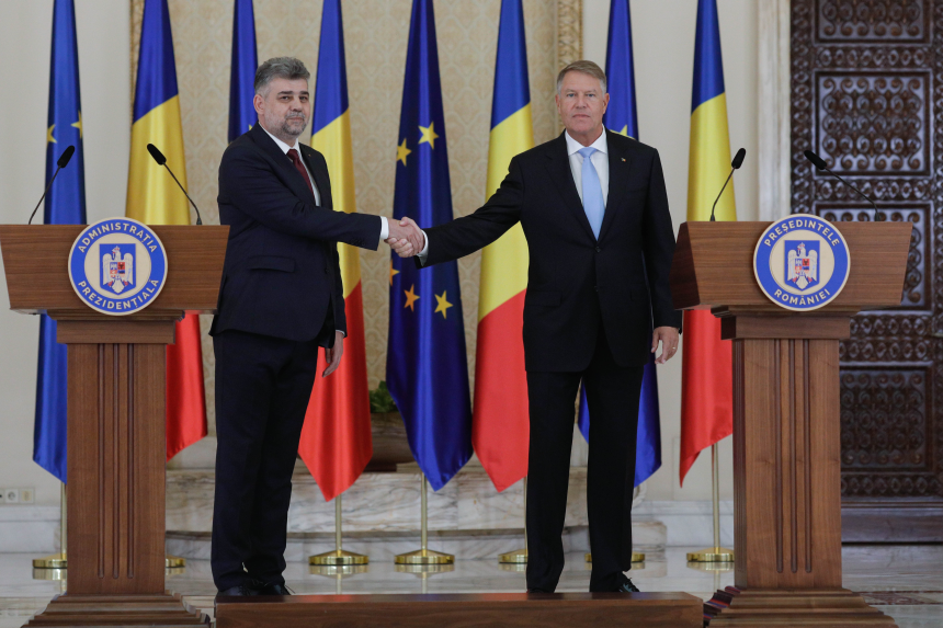 UPDATE - Iohannis l-a desemnat pe Marcel Ciolacu premier / Ciolacu şi-a început declaraţia urându-i „La mulţi ani” preşedintelui şi mulţumindu-i lui Nicolae Ciucă, ”din postura de român”, pentru gestul de onoare pe care l-a făcut - FOTO