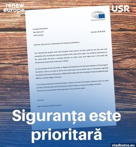 Europarlamentarul Vlad Botoş, scrisoare deschisă către comisarul european pentru coeziune şi reformă, Elisa Ferreira, privind respectarea standardelor de siguranţă în construcţii în privinţa Podului de la Brăila