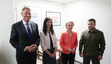 Iohannis, întâlnire cu Zelenski, von der Leyen şi vicepremierul Bulgariei, la New York / S-a discutat despre tranzitul produselor agricole din Ucraina / Iohannis: Este vorba de un sistem de autorizare a acestor exporturi

