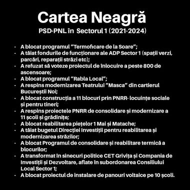 Primarul Sectorului 1, Clotilde Armand, a realizat Cartea Neagră a alianţei PSD-PNL (2021-2024) la Sectorul 1