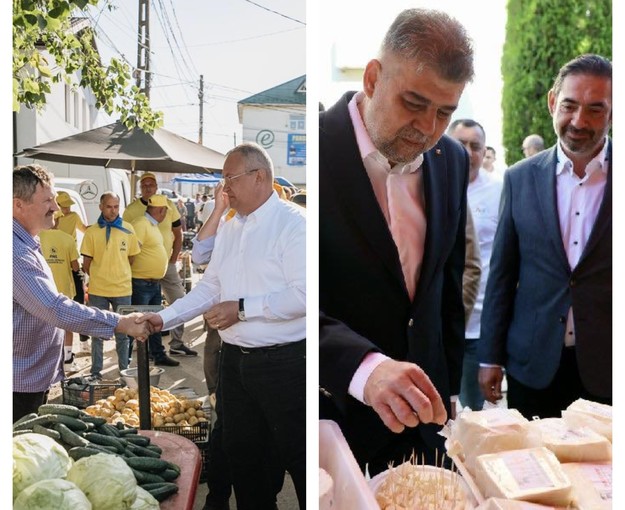 Liderii coaliţiei, turneu electoral la final de săptămână - Marcel Ciolacu şi Nicolae Ciucă vizitează judeţele ţării, dau mâna cu oamenii şi promovează candidaţi / Premierul şi preşedintele Senatului au vizitat pieţe agroalimentare - FOTO