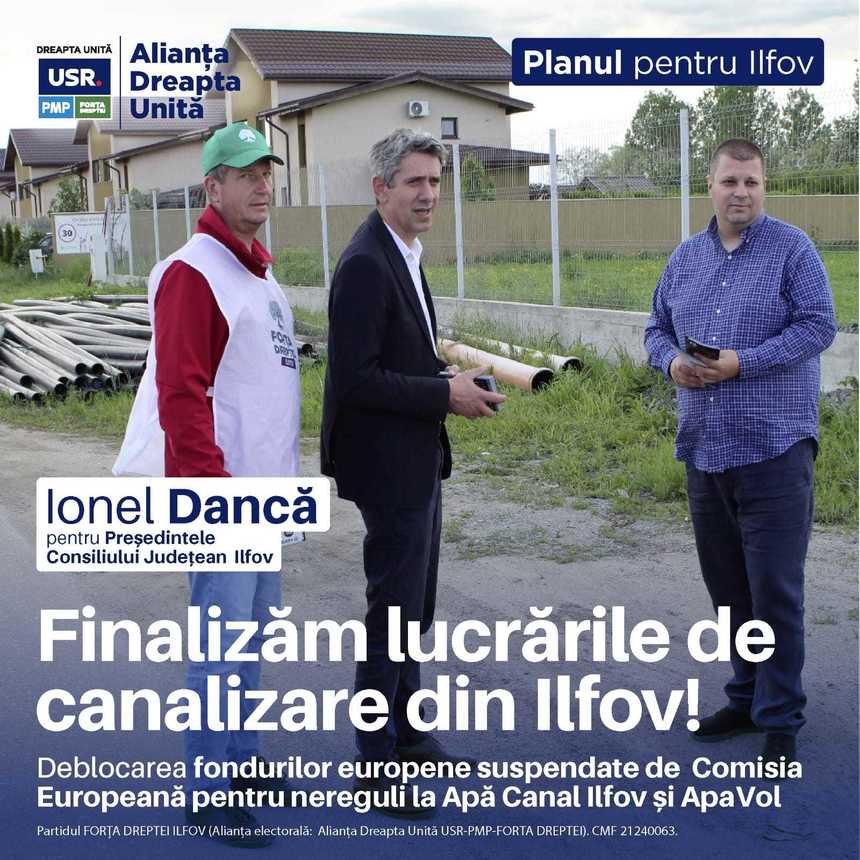 Ionel Dancă: Trebuie finalizate urgent lucrările de canalizare din judeţul Ilfov, blocate în acest moment din cauza hoţiilor constatate de Comisia Europeană la cele două companii de apă din judeţ