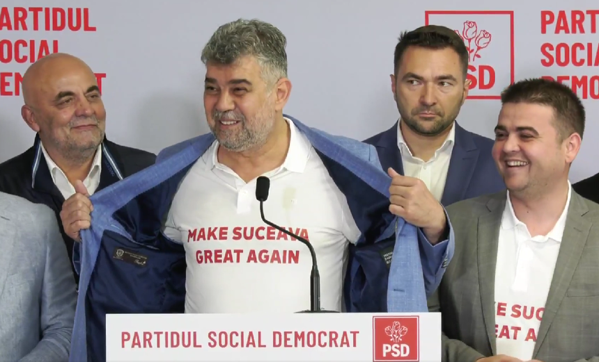 Ciolacu a purtat un tricou cu inscripţia ”Make Suceava great again”: Mi l-a oferit domnul Şoldan, fiind campionul şi cel care a răsturnat alegerile, i-a luat faţa lui Simonis. Echipa Râmbu-Şoldan a fost mai distrugătoare!