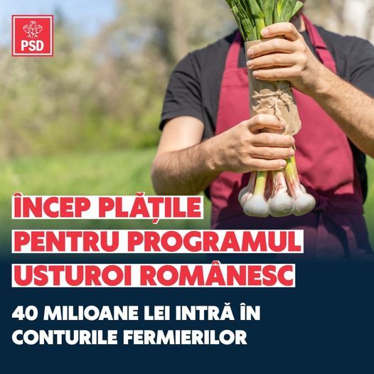 Ministrul Agriculturii, Florin Barbu: Încep plăţile pentru Programul Usturoiul. Cei înscrişi vor primi în conturi, în zilele următoare, prima tranşă de 1500 euro