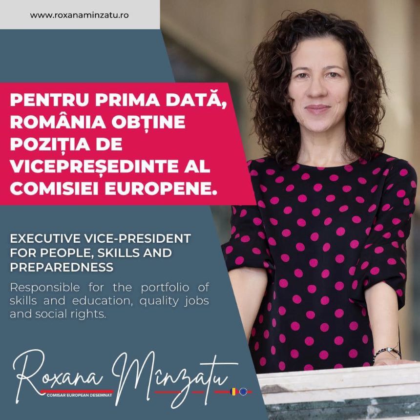 Roxana Mînzatu, răspuns pentru cei care au criticat portofoliul european primit de România: Nu sunt importanţi oamenii pentru Europa? Să golim Europa de oameni, să vedem ce ne rămâne! E extraordinar că România este vicepreşedinta Comisiei Europene - VIDEO