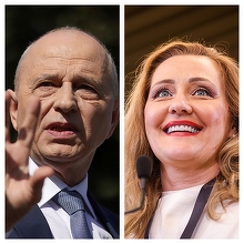 Atacuri între Mircea Geoană şi Elena Lasconi - Geoană: Zece ani înainte cu domnul Băsescu, cel care este modelul dumneavoastră de preşedinte, cum a fost? A fost bine?/ Lasconi: Domnul Băsescu vă bate şi când nu participă