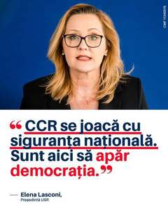 Elena Lasconi: CCR se joacă cu siguranţa naţională! Ceea ce încearcă să facă acum CCR este absolut îngrozitor pentru o ţară democrată. Fac un apel către BCE să trateze renumărarea voturilor cu înţelepciune