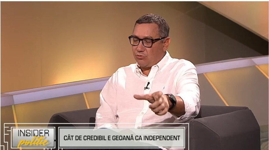 Ponta: Toată lumea şi trei sferturi dintre liberali spun că nu intră în turul doi cu Crin Antonescu / Călin Georgescu e foarte greu de bătut de orice candidat / Cei mai supăraţi sunt primarii pe care se bazau PSD şi PNL

