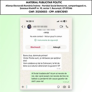 PSD: Din disperare, Victor Ponta probează că nu are limite când e vorba să comită acţiuni ilegale în campania electorală. A furat bazele de date cu numere de telefon ale primarilor PSD şi le trimite mesaje mincinoase