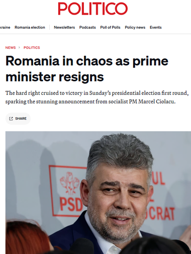 POLITICO - România intră în haos după demisia premierului