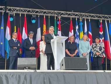 Ministrul Emil Hurezeanu, la ceremonia aniversară de marcare a 40 de ani de la instituirea Spaţiului Schengen, organizată în Marele Ducat al Luxemburgului