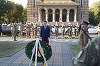 Preşedintele Nicuşor Dan a depus o coroană de flori la Monumentul Crucificării şi a făcut o vizită la Societatea Timişoara/ El participă la Timişoara Cities Summit - FOTO
