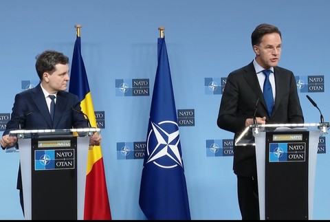 Nicuşor Dan, conferinţă de presă comună cu secretarul general al NATO: România este o ţară sigură, chiar mai sigură / Am discutat despre noi capabilităţi pentru ţările din flancul estic / Rutte vine în mai la Bucureşti
