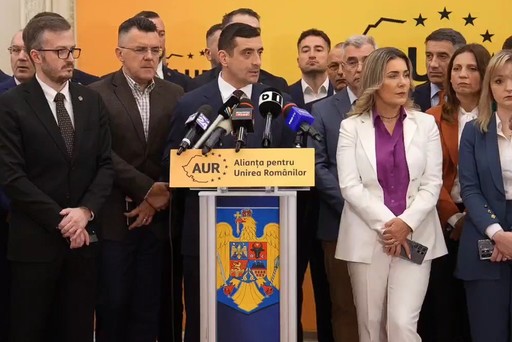 George Simion evită să spună dacă AUR va vota o moţiune de cenzură a PSD: Nu a venit o astfel de solicitare, noi o depunem în luna mai / Participăm la toate discuţiile cu privire la ieşirea din criză, fie că vrea Nicuşor Dan sau nu