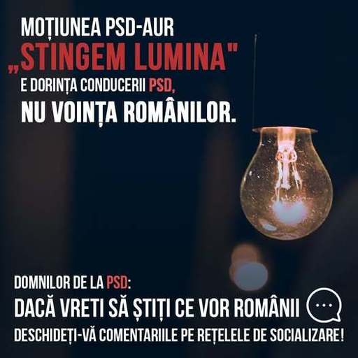 PNL: Moţiunea PSD-AUR „Stingem Lumina" e dorinţa conducerii PSD, nu voinţa românilor. PSD a ales să îngroaşe obrazul