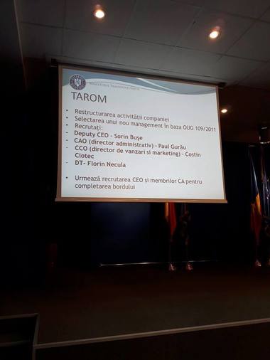 Ministerul Transporturilor a recrutat patru manageri la Tarom, dar caută în continuare director general. Fostul şef al Renault Technologie Roumanie este director general adjunct