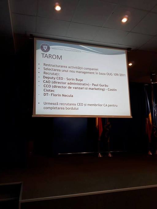 Ministerul Transporturilor a recrutat patru manageri la Tarom, dar caută în continuare director general. Fostul şef al Renault Technologie Roumanie este director general adjunct